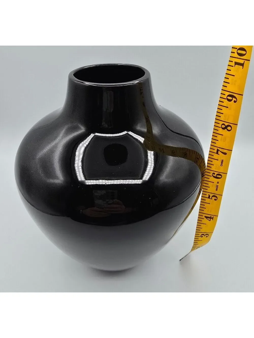 Vintage Larry Laslo for Mikasa Black Ceramic Vase Japan 1980s Modernist 9.5